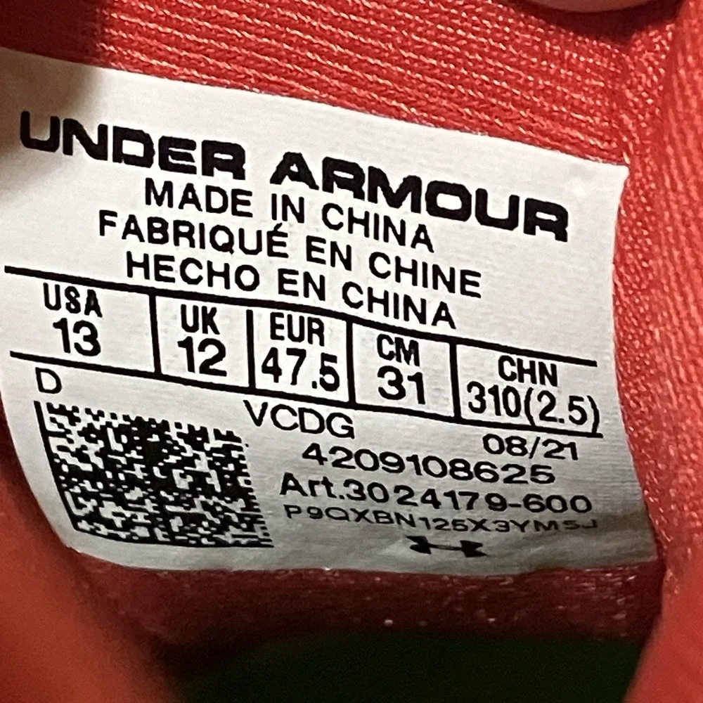 new men's 13 Under Armour UA‎ Yard Turf Baseball Shoes - 3024179-600 Red RARE